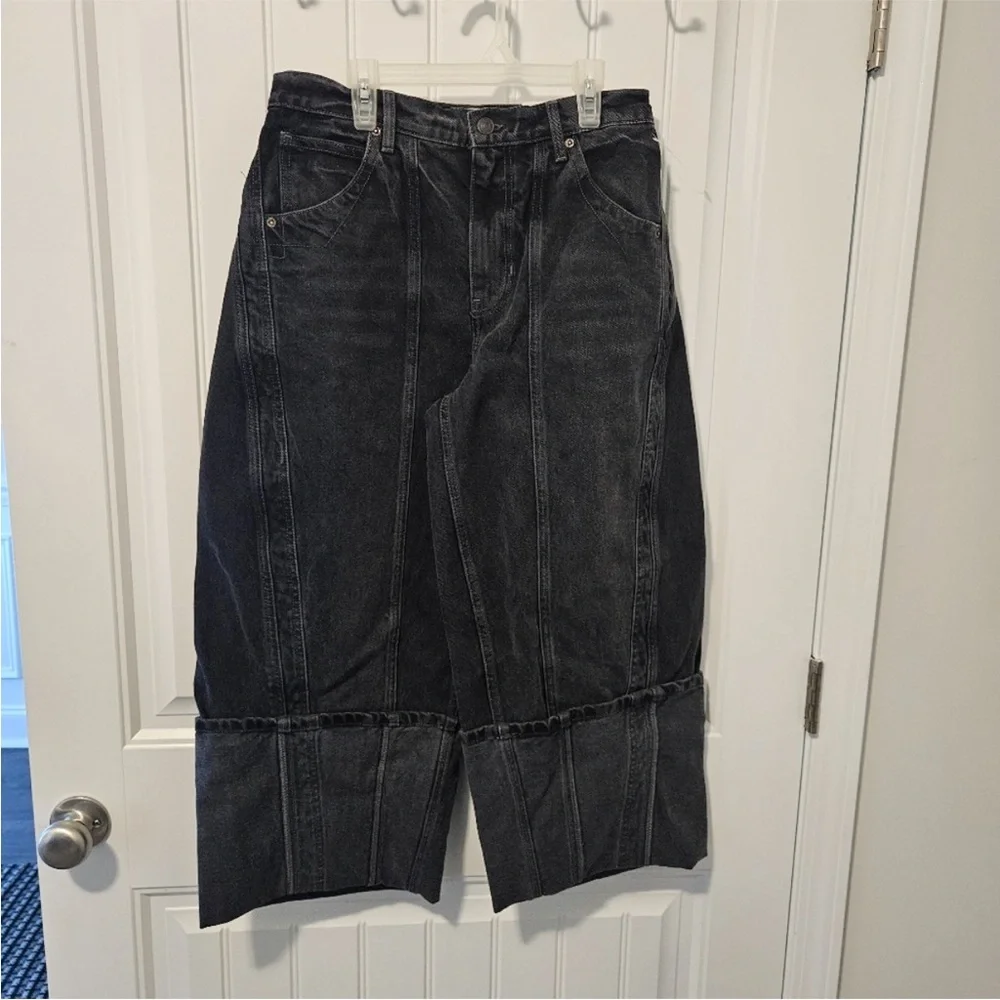 Free People Olsen Black Cuffed Barrel Jeans Sizes NWT SIZE 27 - Picture 5 of 8